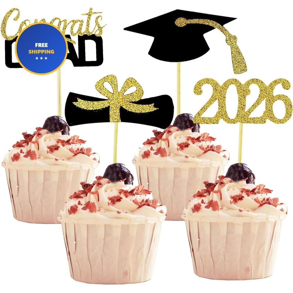 2026 Graduation Cupcake Toppers, 48 PCS Food/Appetizer Picks For